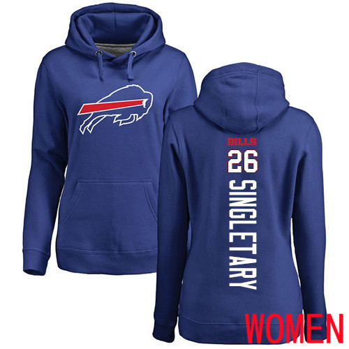 NFL Women Buffalo Bills #26 Devin Singletary Royal Blue Backer Pullover Hoodie Sweatshirt->women nfl jersey->Women Jersey